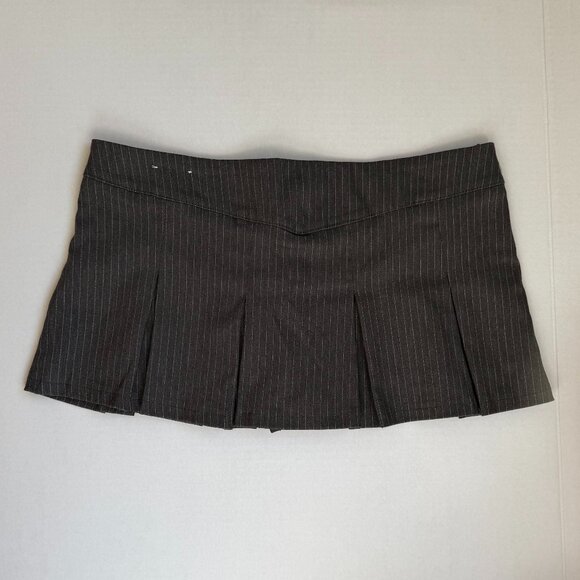 Almost Famous Black Pinstripe Skirt with Pleated Ruffle - Picture 2 of 3